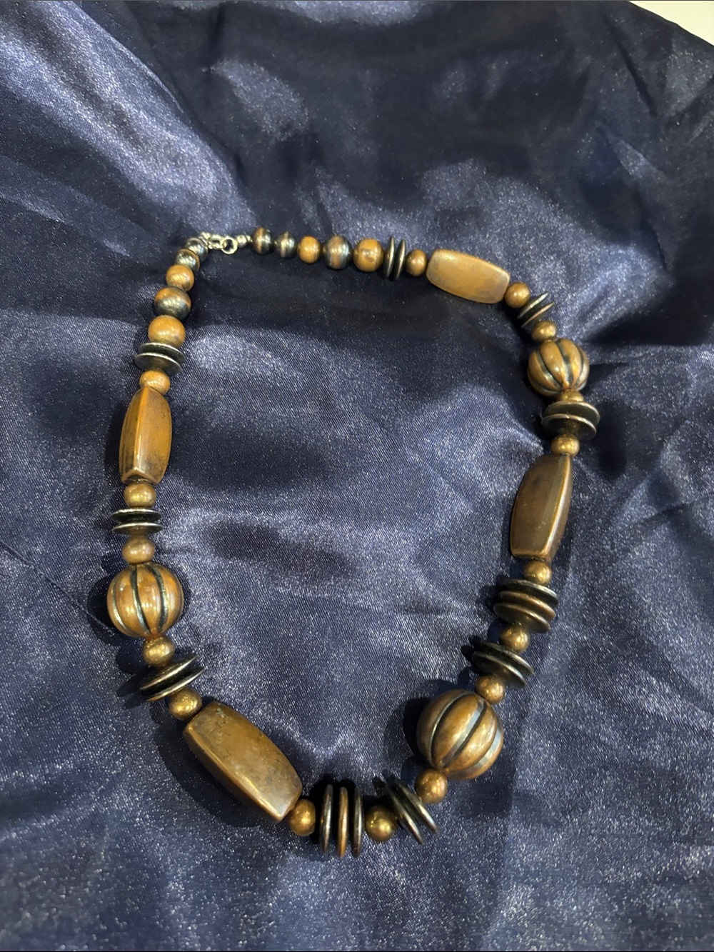 Earth-Tone Beaded Statement Necklace - Brown